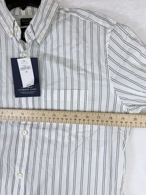 Gap Shirt XS Mens Long Sleeve Button Up Down Eco Cool White Olive Striped New
