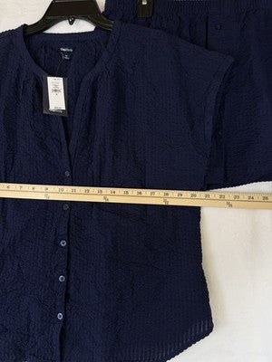 Gap Body Pajama Set Medium Top Shorts 100% Cotton PJ Seersucker Womens New NWT