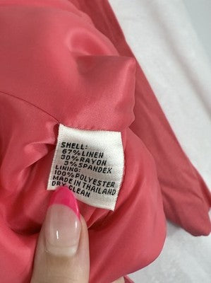 Vintage Talbots 14 Petite Jacket Linen Blend Pink Womens 14P Blazer Italy