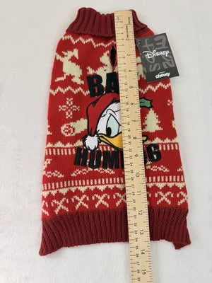 Disney Donald Duck Holiday Dog Sweater Small Bah Humbug Christmas Embroidery New
