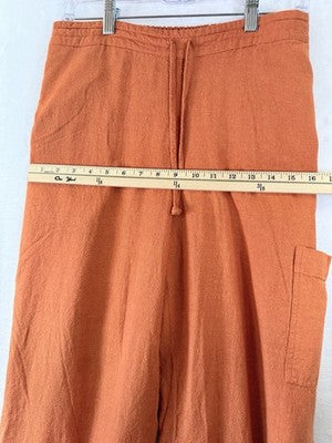 Coldwater Creek Linen Blend Wide Leg Crop Pants Medium Petite Pull On Womens