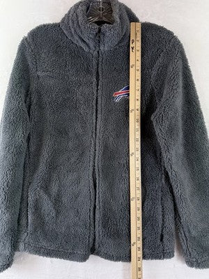 Buffalo Bills Sherpa Fleece Jacket Small Juniors Women Gray Full Zip Mock Neck