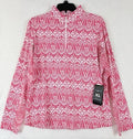 IBKUL Womens Long Sleeve Top XL 1/4 Zip Mock Neck Pink Barbara Golf