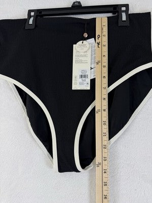 Calia Swim Bottom XL Black High Rise Tipped Womens Tankini Swimwear New NWT