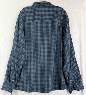 Woolrich Shirt Mens XL Blue Plaid Long Sleeve Button Down