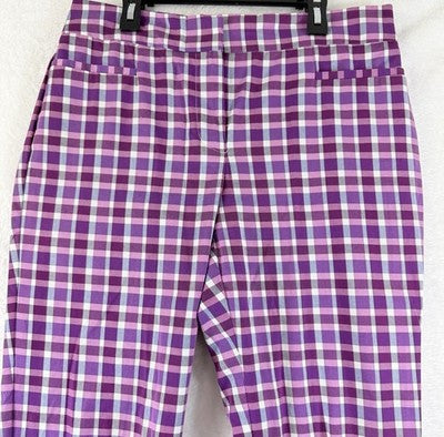 Ann Taylor Crop Pants 4 Purple Plaid Womens