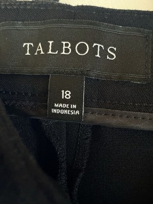Talbots Dress Pants 18 Black Ponte Knit Stretch Plus Size Womens