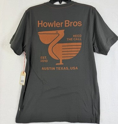 Howler Brothers Medium T Shirt Pocket Tee Pelican Postage Antique Black Gray New