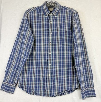 J Crew Shirt Mens Slim Fit Small Blue Plaid Button Down Long Sleeve
