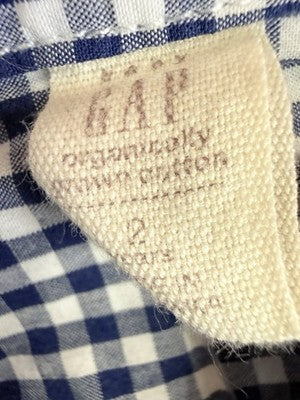 Baby Gap Boy 2T NWT Shirt Long Sleeve Blue Gingham Button Down Cotton New
