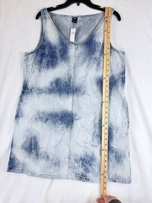 Gap UltraSoft Denim Mini Dress Large Womens Sleeveless Jean Blue Cloud Wash New