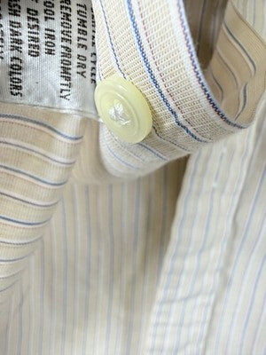 Yves Saint Laurent Shirt Button Up 14.5 32/33 Mens Beige Striped YSL Vintage