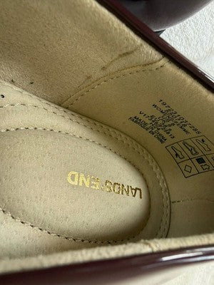 Lands End Classic Patent Leather Loafer 8 Womens Shoes Slip On Burgundy Red