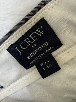 J Crew Bedford Pants 34x30 Mens Gray Herringbone 100% Cotton Straight Leg