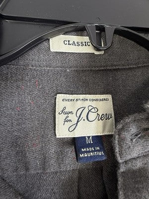J Crew Flannel Shirt Men Small Gray Every Stitch Considered Classic Button Up