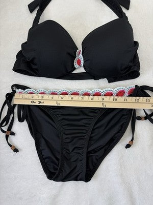 Venus Bikini Set Top C Bottom 10 Black Halter Underwire Womens Swim Swimwear