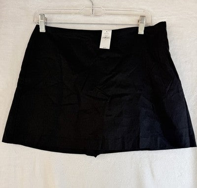 Gap Linen Blend Mini Skort Small Women Black Skirt W/ Shorts Preppy New NWT