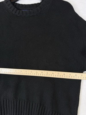Gap 100% Cotton Relaxed Sweater Large Womens Black Crew Neck Pullover New NWT