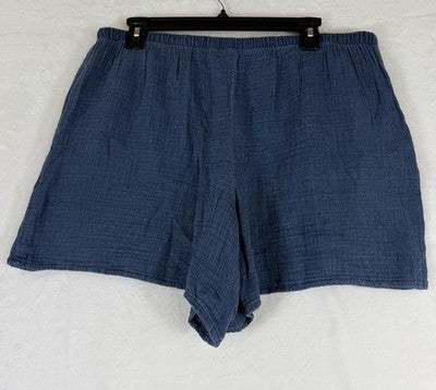 Gap Cotton Gauze Denim Easy Shorts  Large Tall Womens Blue Pull On New NWT