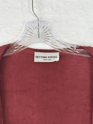 Bettina Riedel Cardigan Large Red Acetate Spandex Slinky Travel Womens