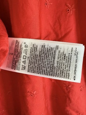 Gap × DÔEN Eyelet Shift Mini Dress Large Women Red Sleeveless Short Doen New