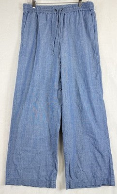 J Crew Chambray Pants 10 Womens Pull On 100% Cotton Blue Pull On Lightweight