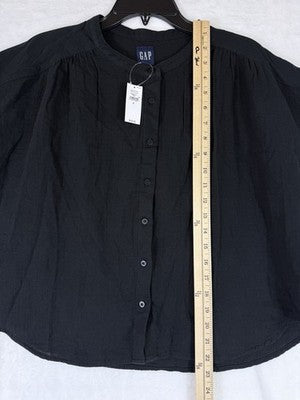 Gap Cotton Gauze Dolman Shirt Small Womens Top Black Button Up Short Sleeve New