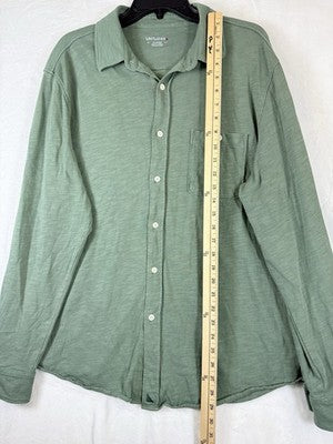 Untuckit Shirt For Men XL Long Sleeve Button Up Green Jersey Knit 100% Cotton