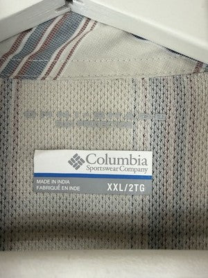 Columbia Shirt Mens 2XL Lightweight Long Sleeve Gray Plaid Fishing Button Up