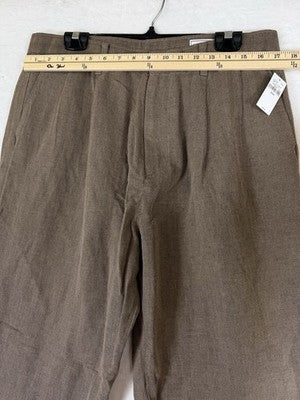 Gap Linen Blend Dress Pants 33x30 Mens Brown Herringbone 90s Loose Pleated New