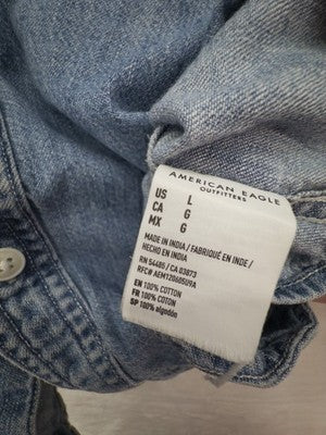 American Eagle Denim Shirt Mens Super Soft Blue Long Sleeve Button Up