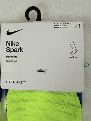 Nike Spark Running Socks No Show Cushioned Men 6-7.5 Women 7.5-9 Medium New