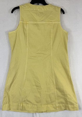 Gap Denim Mini Dress Large Womens Yellow V Neck Sleeveless New Neat