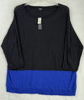 Talbots Sweater 2X Black Blue 3/4 Sleeve Colorblock NWT