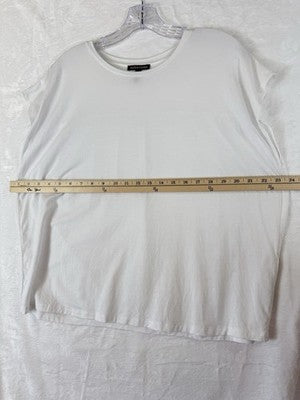Eileen Fisher Crew Neck Box Top Large Tee White Short Sleeve Womens *FlawRead