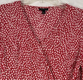 Talbots XS Blouse Wrap Top Long Sleeve Red White Print Lightweight Viscose