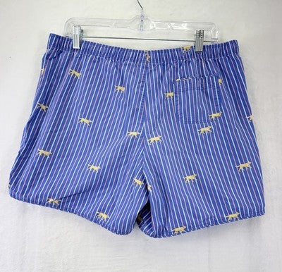 LL Bean Pajama Shorts Medium Womens Blue Dogs 100% Cotton Poplin Sleep PJ
