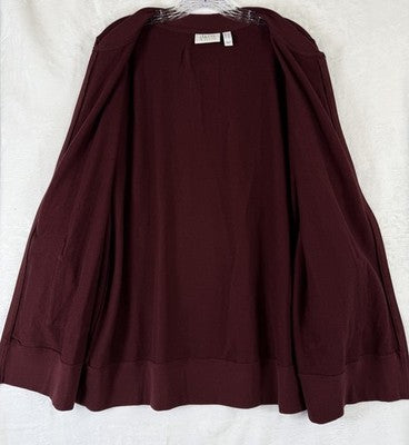 Denim Co Jacket Large Petite LP Burgundy Red Active French Terry Full Zip Womens