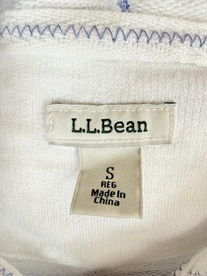 LL Bean Hoodie Women Small Nautical Blue Striped 100% Cotton Sweatshirt Full Zip