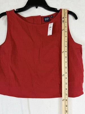 Gap Cropped Top Medium Petite Linen Blend Crop Shell Tank Sleeveless Red New NWT