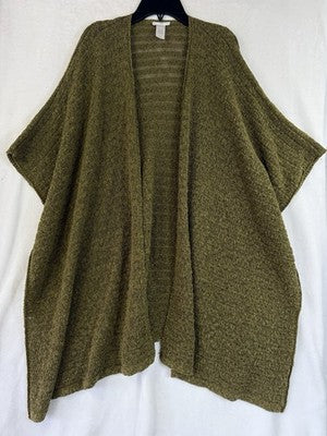J Jill Wrap Sweater Green Scarf Knit Womens Cotton Cardigan One Size