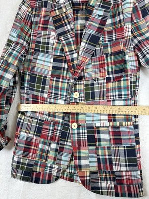 Rowing Blazers Small 36 Mens Indian Madras Plaid Jacket 100% Cotton Embroidered