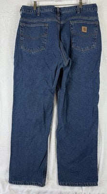 Carhartt Fleece Lined Jeans 38x30 Mens Relaxed Fit Straight Leg Blue