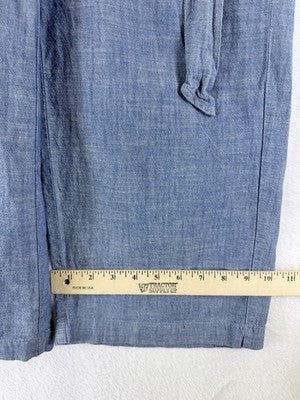 J Crew Crop Pants 4 Blue Chambray Lightweight Pull On 100% Cotton Womens
