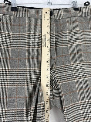 Express Dress Pants 10 Womens High Rise Ankle Gray Beige Plaid 10R
