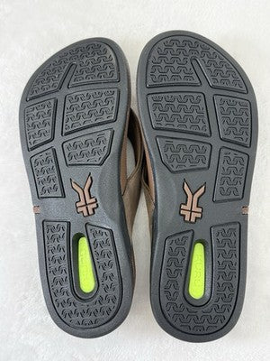 Kuru Mens Flip Flops 8 Kala 2 Brown Leather Sandals Plantar Fasciitis New