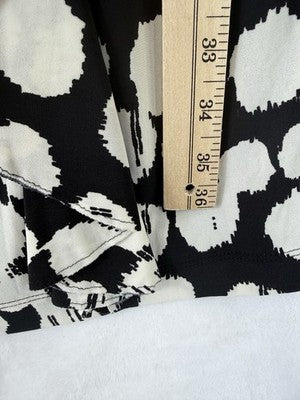 Jones New York Dress 6 Sleeveless Black White Floral Knee Length Polka Dot Women