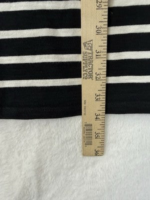 Talbots Dress P XS Petite Womens Black Ivory Striped Knit 3/4 Sleeve Shift