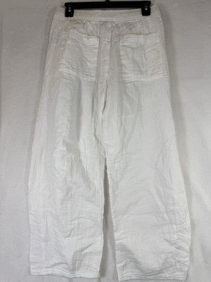 Gap Cotton Gauze Easy Barrel Leg Pants Small Women White Pull On Pockets New NWT