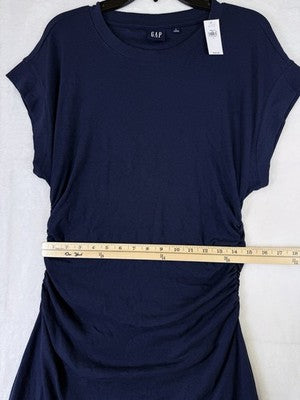 Gap Dress Women Large Short Sleeve Knit Modern Rib Ruched Mini New NWT